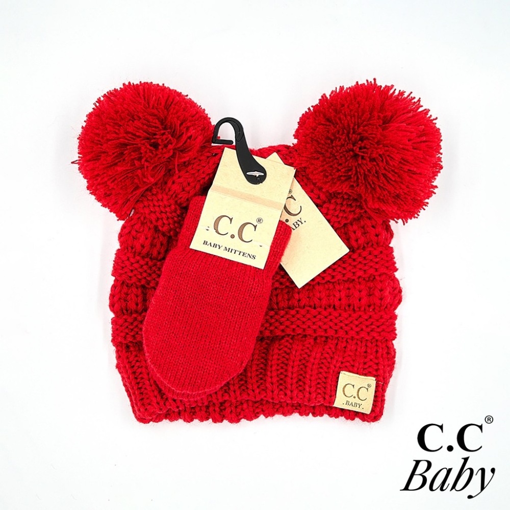C.C Baby  Red  Double Pom With Mittens